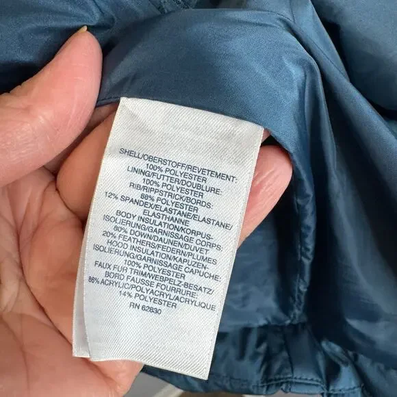 Lands End Women's Plus 1X Down Puffer Winter Coat Jacket Blue - Picture 13 of 13